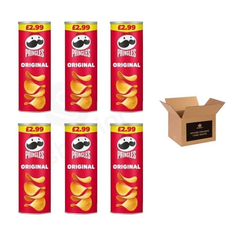 Image of Pringles Potato Crisps – Grab & Go Lunch Snacks | Crunchy, Portable & Resealable Container | Perfect for Kids & Adults, Sharing Crisps (Original - 165g x 6Pack)