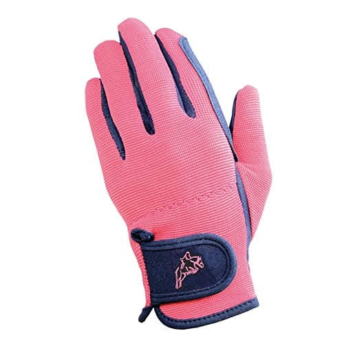 Image of Hy5 Children's Everyday Two Tone Horse Riding Gloves - Navy/Raspberry - Child Small