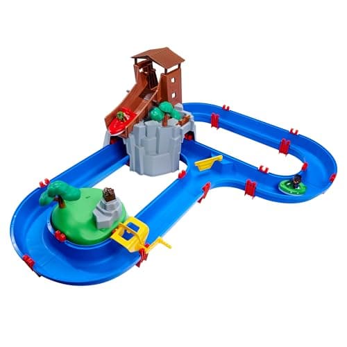 Image of Aquaplay Mountain Lake Water Table Play Set with Multi-Level Boat Slide, Outdoor Garden Toy Suitable for Ages 3+