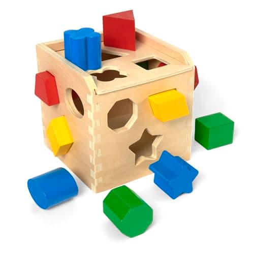 Image of Melissa & Doug Shape Sorting Cube Classic Wooden Kids Toy - The Original (Sturdy Wooden Construction, 12 Pieces, Great Gift for Girls and Boys - Best for 2, 3, and 4 Year Olds)