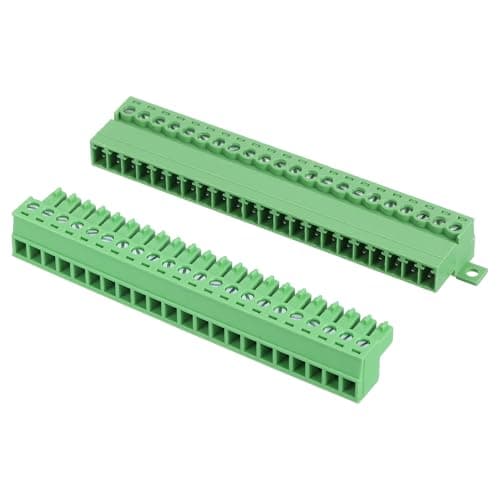 Image of sourcing map 22 Pin Screw Terminal Block Connector,3.81mm/0.15 Inch Pitch Male & Female PCB Mount Screw Terminal 300V 8A Green Terminal Block Connector for Home Electronic Project