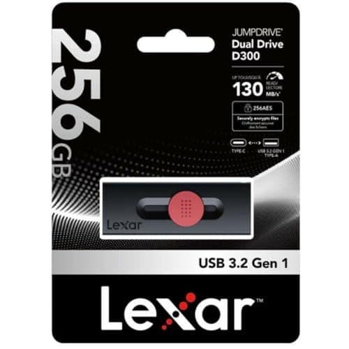Image of Lexar Dual USB Flash Drive Black 256 GB