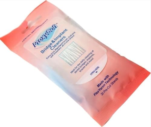 Image of Proxysoft Dental Floss for Bridges and Implants 30 Strands - Floss Threaders for Bridges, Dental Implants, Braces with Extra-Thick Proxy Brush for Optimal Oral Hygiene -Teeth Bridge and Implant Cleaners