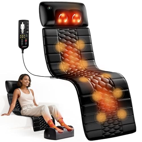 Image of Himouta PU Leather Full Body Massage Mat with Heat, Detachable Massage Pad with 10 Vibrating Motors, Massager Mattress for Back Neck Legs, Electric Back Massager for Home Office