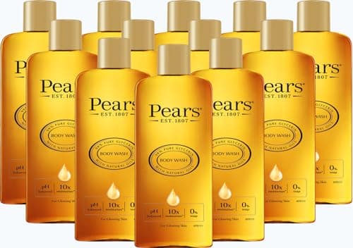 Image of Pears Pure & Gentle Body Wash - Soap-free Cleanser - Nourishing Gel with 98% Pure Glycerin & Natural Oils - for Glowing Skin 10x More Moisturiser - Beauty Bath for Moisturising Care - 250ml (12 Pack)