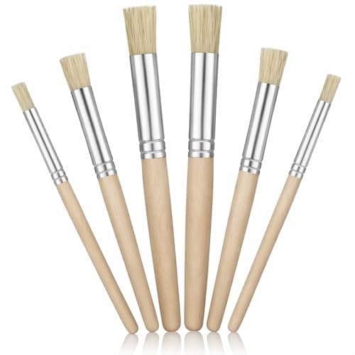 Image of 6 PCS Stencil Brushes for Stenciling, Natural Bristle Dome Stencil Brush Set, Wooden Stippling Brush for Acrylic Oil Watercolor Paint, Painting on Wood Wall, DIY Craft, Card Making