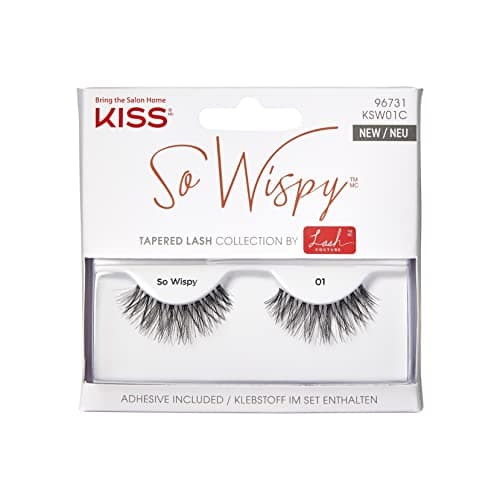 Image of Kiss Lash Couture So Wispy Collection 1 Pair of Volumizing Fake Lashes, Style 01, with Tapered Ends and Aloe Infused Lash Glue