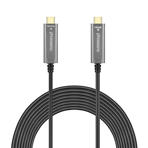 Image of phoossno USB C to C Fiber Optical Cable USB 3.2 Type C Cable 10Gbps 33FT Compatible with Microsoft Azure Logitech Camera Aver &Vaddio & Barco ClickShare Touch Screen Kinect Intel RealSense
