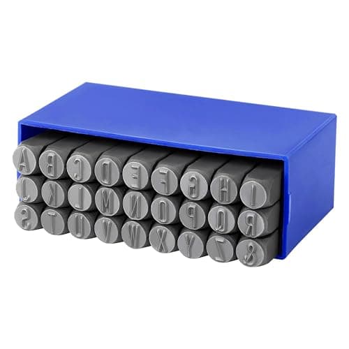 Image of Letter Stamp Set, 1/2"(12.5mm) Spring Steels Stamping Kit, A-Z 27PCS Metal Punch Press Tool for Metal Plastic Wood Leather & DIY Work