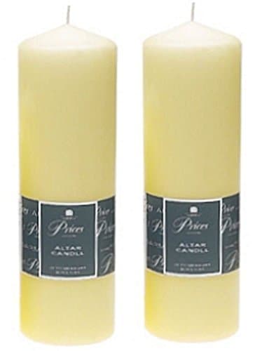 Image of 2 x Prices Ivory Altar Candle 250mm X 80mm 125 Hours Burn Time