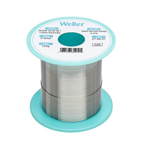 Image of Weller WSW SCN M1 (T0051404799) Solder Wire, Dia: 0.5 mm / 0.020 in, Wt: 100 g / 3.527 oz, Alloy Sn99.3Cu0.6Ni0.05, Flux Content 3.5%