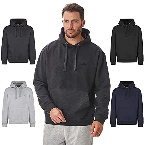 Image of Iron Mountain Men's Fleece Hoodie with Kangaroo Pocket Workwear Warm Soft Pullover Cotton Blend Lightweight Durable Winter Hooded Sweatshirt for Men Casual Wear (Charcoal Marl, M)