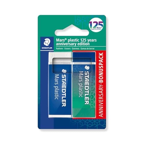 Image of STAEDTLER Mars Eraser - Latex & Phthalate-Free Rubber - Limited-Edition Mars Anniversary - Pack of 2, 52650MABK1