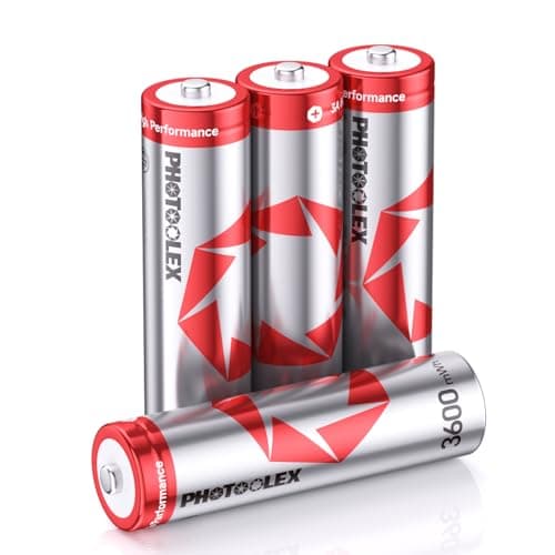 Image of PHOTOOLEX AA Rechargeable Lithium Batteries 4-Pack, 1.5V 3600mWh High Capacity 3Amps High Peak Power Discharge AA Batteries,1600+ Cycles Long Lasting Rechargeable Double A Battery
