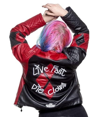 Image of Merchoid Harley Quinn: The Suicide Squad Replica Jacket - DC Extended Universe Officially Licenced Premium Harley Quinn Faux Leather Jacket Women (M)