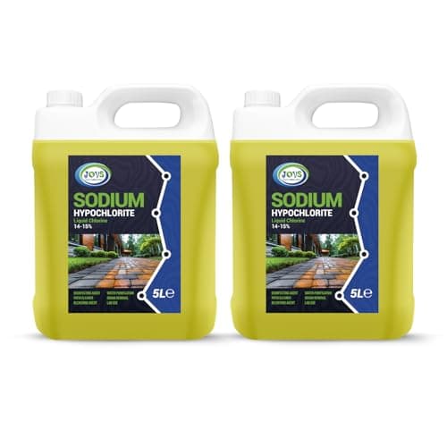 Image of JOVS Sodium Hypochlorite 2x5L – High Strength (14-15%) Patio & Driveway Cleaner – Concrete, Brick, Slab, UPVC, Roof & Fence Cleaner – Black Spot, Oil Stain & Odour Remover – Bleaching Agent.