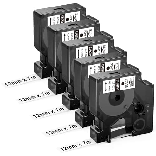 Image of Upwinning A45013 12mm Compatible with Dymo D1 Label Tape 45013 12mm x 7m Black on White S0720530, Label Maker Cartridge for Dymo LabelManager 160 100 120P 210D 260P 280 360D 420P LabelPoint 150 200