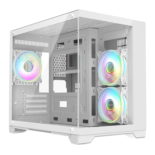 Image of CiT Concept White Dual Tempered Glass Panelling Micro-ATX PC Gaming Cube with 6-Port PWM Fan Controller and 3 x CiT Tornado Infinity 120mm ARGB Dual-Ring Fans Included