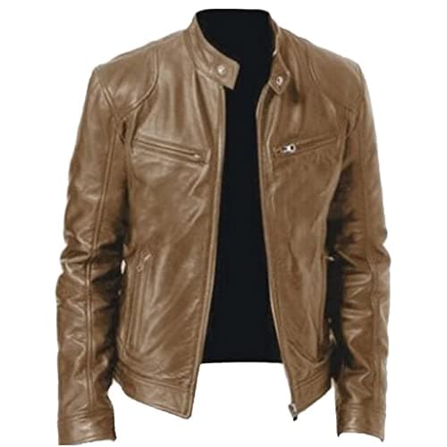 Image of Winter Jacket Men's Jacket Blouson Jacket Men Winter Casual Solid Coat Simple Sport Zip Coat Pocket Baseball Clothing Flying Jacket, khaki, 4XL