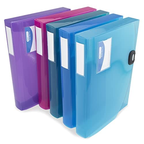 Image of Rapesco 1690 Rigid Box File, 40 mm Spine, A4, Transparent Assorted Colours, Pack of 5