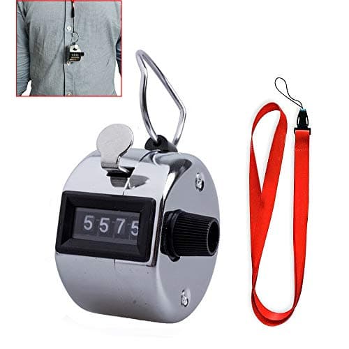 Image of ABMRO Hand Held Tally Counter with Lanyards,4 Digit Metal Mechanical Click Counter for Knitting,Golf Scorer,Lap,Counting People