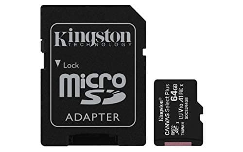 Image of Kingston 64GB microSDHC Canvas Select Plus 100MB/s Read A1 Class 10 UHS-I Frustration Free Packaging Memory Card + Adapter (SDCS2/64GBET)