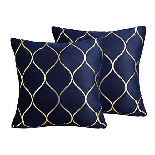Image of Hanrunsi Cushions Covers 50 x 50 cm, Navy Blue Velvet Decorative Pillows Covers Pack of 2 Soft Throw Pillow Case for Modern Homes Couch Sofa Bedroom Living Room Car 20 X 20 inch