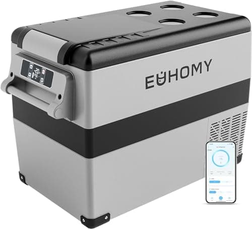 Image of EUHOMY 40L Car Fridge Freezer 12V, Portable Camping Fridge with APP Control, Compressor Fridge with 12/24V DC & 110-240V AC, 42dB Quiet for Camping, RV, Road Trip, Picnic (Gray)