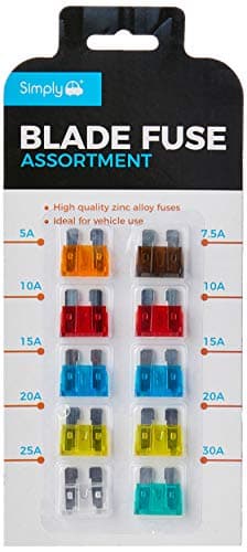 Image of Simply BF819 Alloy Blade Fuse Assortment, Ideal for Vehicle Use, 10 Pieces and 7 Types 5A 7.5A 10A 15A 20A 25A 30A Multi-Function Car Fuse, Set of 10