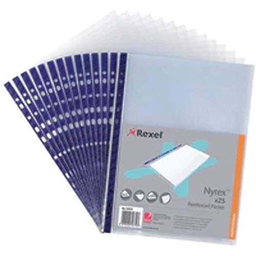 Image of Rexel 12233 A4 Nyrex Reinforced Top Opening Pockets - 25pcs
