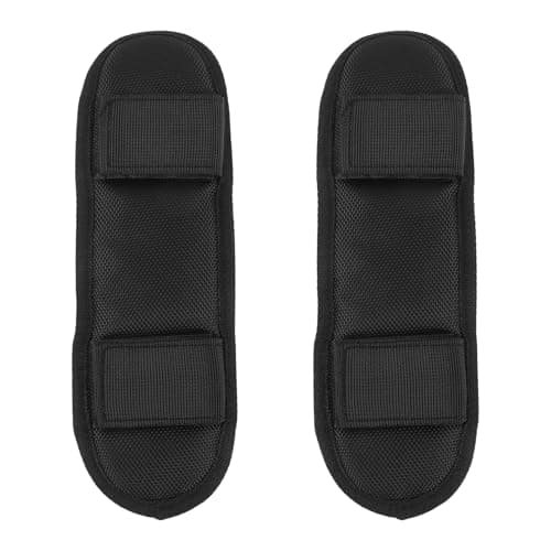 Image of KHBUAB Shoulder Strap Pads with Decompression Design 2pcs Black Nylon Comfortable Cushion Shoulder Pads Very Light in Weight, for Carrying Heavy Items for Laptop Case and Camera Bag