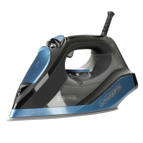 Image of BLACK+DECKER BXIR2801E Steam Iron, 2800 W, Ceramic, Steam Boost 180 g/min, Continuous Steam 45 g/min, Self-Cleaning Function, Double Limescale Filter, Self-Shut-Off, Blue, Gold