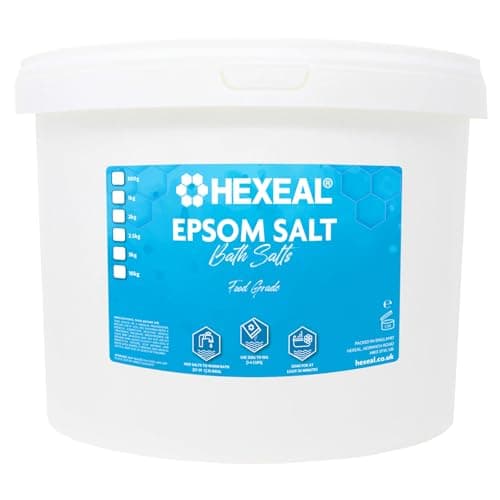 Image of Hexeal Epsom Salt 10kg – 10kg Bucket of Food Grade Magnesium Sulphate for Bathing, Gardening & Household Use – Suitable for Personal Care, Soil Enrichment, and More