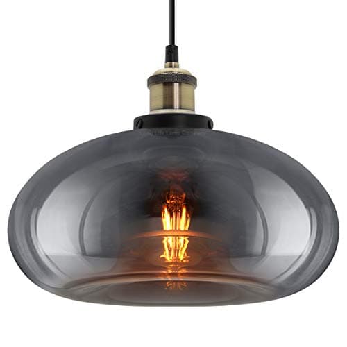 Image of Long Life Lamp Company Modern Vintage Glass Dome Ceiling Pendant Light Shade Grey Antique Holder M0198-F
