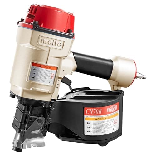 Image of meite CN70B Air Coil Nail Gun, Professional Industrial Pneumatic Coil Siding Nailer for Pallets, Framing and Wood Case - Heavy Duty Air Coil Nailer Uses Flat Top Coil Nails 45-70 mm