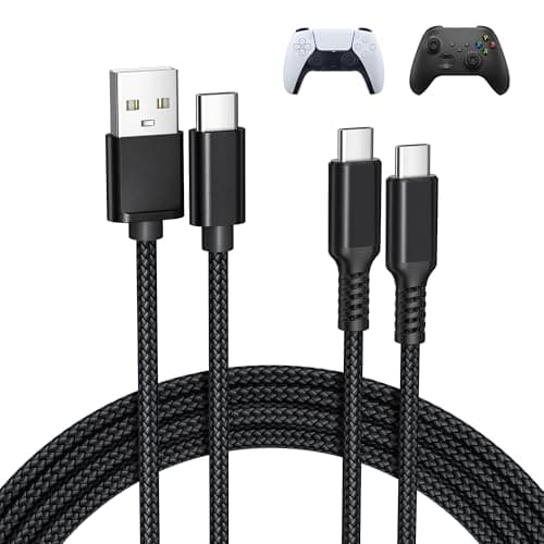 Image of BASESAILOR Charger Cord for PS5/PS5 Pro Controller,Xbox Series X/S,USB A to Type C Charging Cable 6.6FT 2Pack Replacement for Elite Series 2 Controller,Nintendo Switch 2/OLED,PlayStation 5 DualSense
