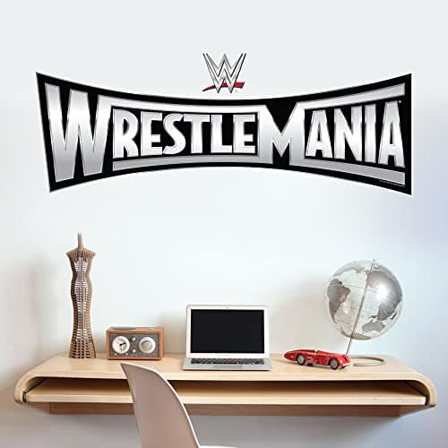 Image of WWE Wall Sticker - Wrestlemania Logo Wall Decal Wrestling Mural Art (60cm Width x 20cm Height)