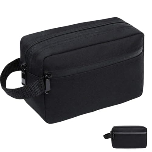 Image of Toiletry Bag for Men, Portable Travel Toiletry Bag with Handle, Waterproof Shaving Bag for Toiletries Accessories, Travel Wash Bag for Shower, Bathroom, Gym, Cosmetics Storage, Black