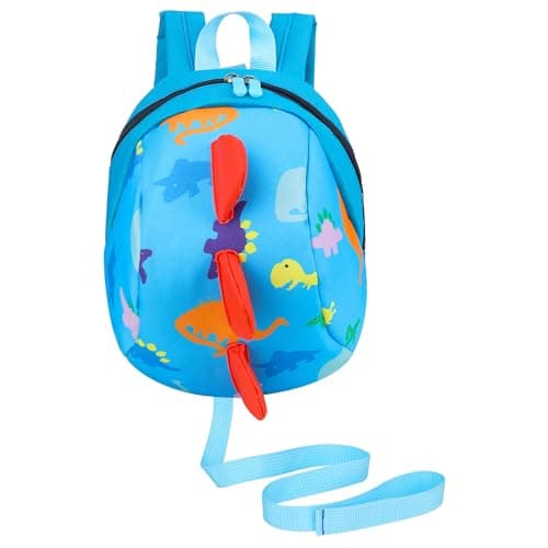 Image of ZhiheHui Dinosaur Backpack for Toddler Boys and Girls Child Toddler Backpack with Reins Anti Lost Children Mini Backpack 1-4 Years Old Toddler with Strap Backpack (Blue)