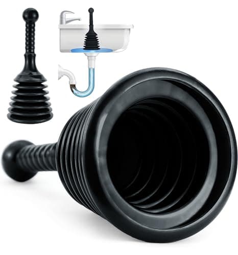 Image of Luigi's Sink and Drain Plunger for Bathrooms, Kitchens, Sinks, Baths and Showers - Powerful Unblocker Tools - Accordion Plungers to Clear and Unblock Blocked Drains - Black