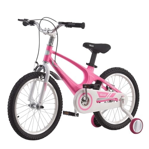 Image of LSBIKE Kids Bike 14 16 18 Inch Magnesium Alloy Boys Girls Children Bicycle with Stabilizers Ages 2-9 Years Blue Pink Bicycle Double Brakes Training Wheel Freestyle Children Bike (14 inch Pink)