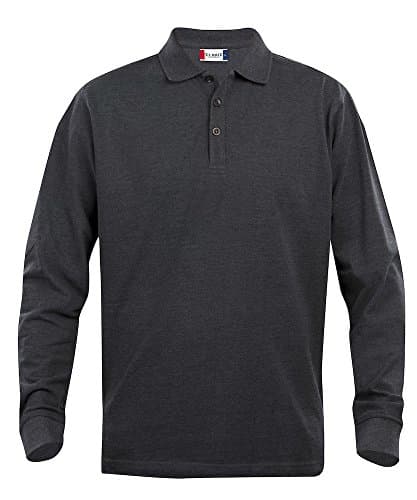 Image of Mens pure cotton long sleeve polo shirt, classic cut, medium weight, 11 verdant colours, XS-5XL (XL, Anthracite Melange)