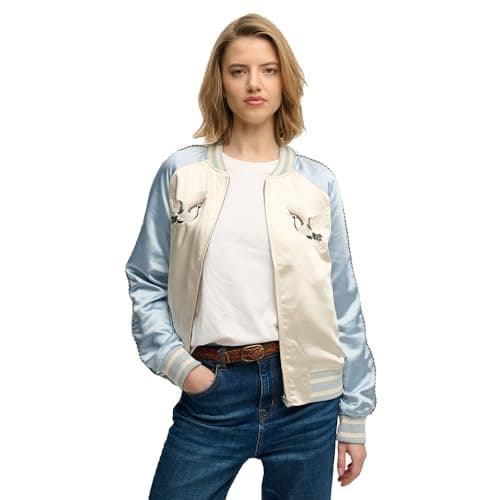 Image of Superdry Suikajan Embroidered Bomber Jacket XS Blue