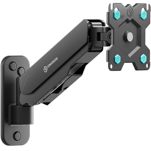 Image of ONKRON Monitor Wall Mount for 13-34 Inch Screens up to 8 kg, Full Motion Single Monitor Arm VESA 75x75 & VESA 100x100, Gas Spring Wall Screen Mount, Height Adjustable Screen Arm Black G120-B