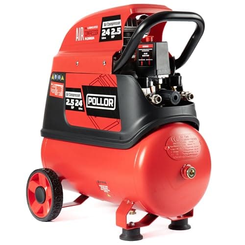 Image of POLLOR Air Compressor 24 Litre Direct Drive 9.6CFM 24L 115psi 8 BAR 2.5HP Portable Twin Outlet