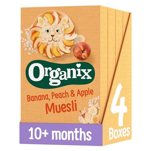 Image of Organix Banana, Peach & Apple Organic Baby Muesli, 10+ Months, 200 g Box (Pack of 4)