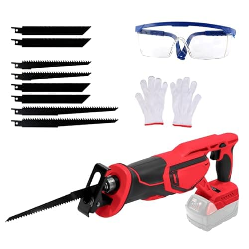Image of Cordless Reciprocating Saw for Milwaukee M18 18V Battery, Brushless Electric Recip Saw, Electric Saw with 8 Blades,Safety Gloves & Goggles,0-3500 SPM 4 Variable Speed for Metal PVC Wood (No Battery)