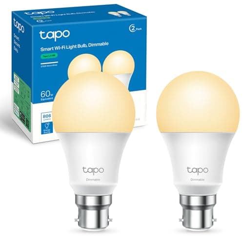 Image of Tapo L510B (2-Pack) Smart Bulb, B22 LED Light Bulb, Alexa Light Bulbs, Dimmable Bulb,Energy Monitoring, 8.3W (60W), Schedule & Timer, Away Mode, Energy Saving, Voice Control with Alexa&Google