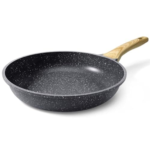 Image of GiPP Nonstick Skillet Frying Pan,Grey Granite Non Stick Pans,Omelette Pan with Heat-Resistant Handle,Compatible with All Stovetops,PFOA Free (Grey, 28cm)