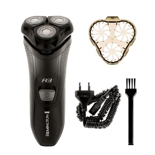 Image of Remington Mens Electric Rotary Shaver R3 (Dual Track Blades, Flexing Blades and Pivoting Neck, Pop-up Trimmer, 40mins Corded Usage, 3-Day Stubble Styler Guard, Cleaning Brush) R3002